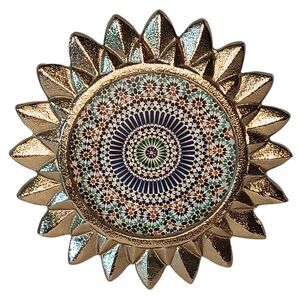 Gold Hammered Cast Sunburst Sunflower Sun Standing Picture Photo Frame Opalhouse